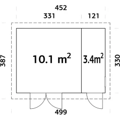 Kalle 13,5 m² Redskapsbod i Trä med Pulpettak