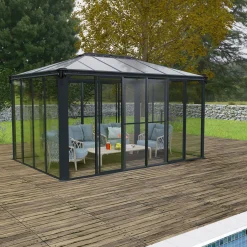 Ledro Aluminiumstomme med UV-Skyddat Glas, Låsbara Dörrar, Grå, 12,7 m²