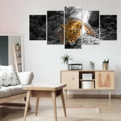 Leopard Lying Grå 5 delar