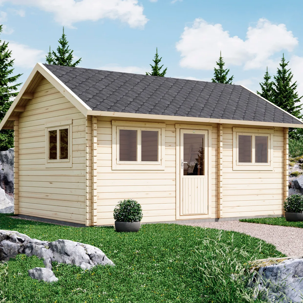 Lillevilla 100C-4 22,04 m² med Sadeltak & Loft i Trä