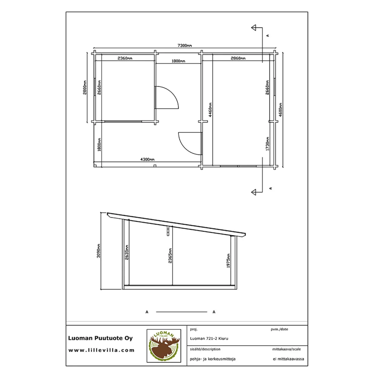 Lillevilla Kiuru 19,4 m² med Pulpettak