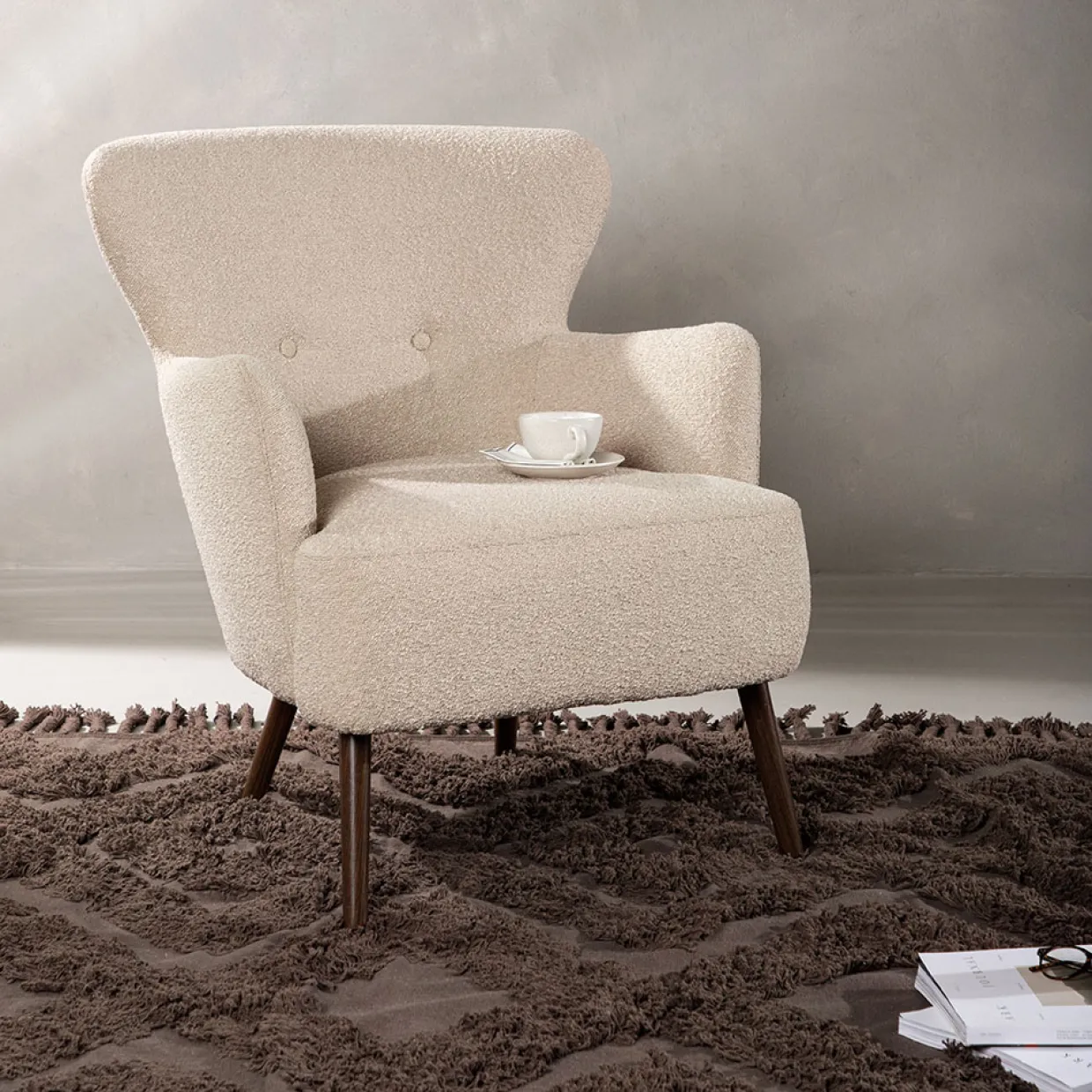 Lincoln Boucletyg Beige