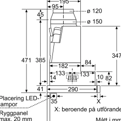 LI97RB531 iQ300 Underbyggd Frånluft/Kolfilterfläkt i Rostfritt Stål