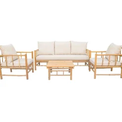 Lovön Utemöbler i Bambu med Dynor, Beige