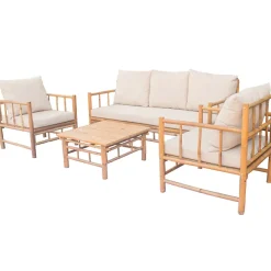 Lovön Utemöbler i Bambu med Dynor, Beige