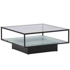 Maglehem Svart Vardagsrumsbord i Glas/Stål 90x90cm