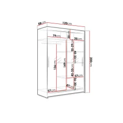 Miami 120x58x200 cm Vit/Beige