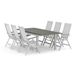 Monaco utomhus matgrupp förlängningsbart 150-250x90 med 6 Monaco Light positionsstolar