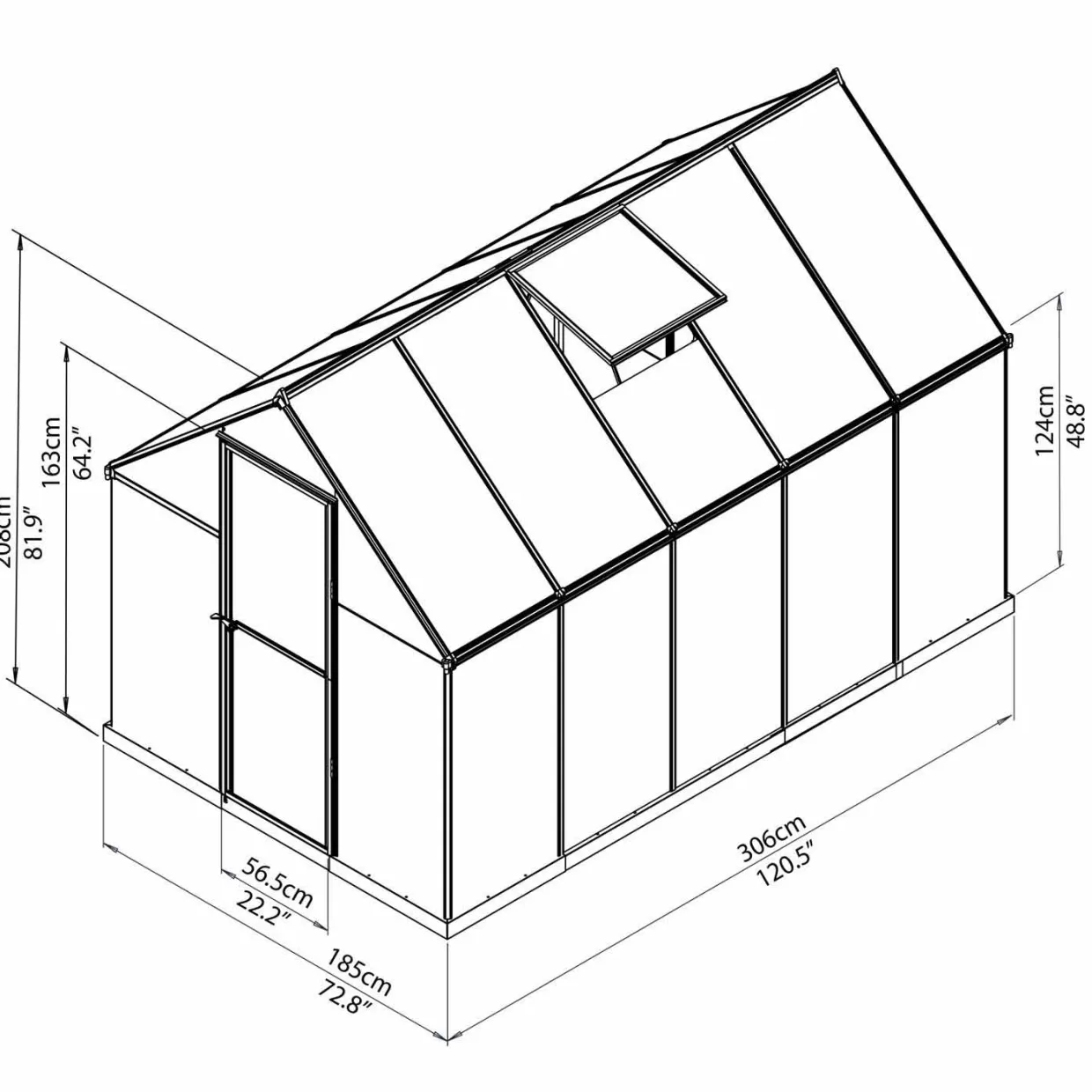Multi Line Mythos Aluminiumram med UV-Skyddat Polykarbonatglas, 5.7 m²