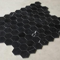 Nero Marquina Hexagon Polerad 5x5 cm