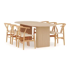Noira Ovalt Matbord 220 cm med 6Dastoori Matstol