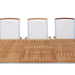 Nydala 6 st Karmstolar med Förlängningsbart Träbord Vit/Teak