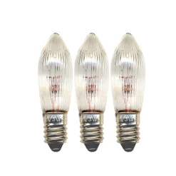 Reservlampa E10 34V 3W Räfflat 3-pack Transparent