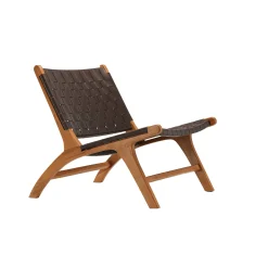 Rike Fåtölj i Brun Konstläder & Teak