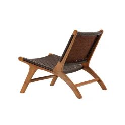 Rike Fåtölj i Brun Konstläder & Teak