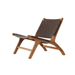 Rike Fåtölj i Brun Konstläder & Teak