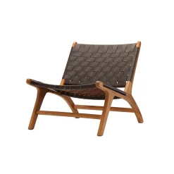 Rike Fåtölj i Brun Konstläder & Teak