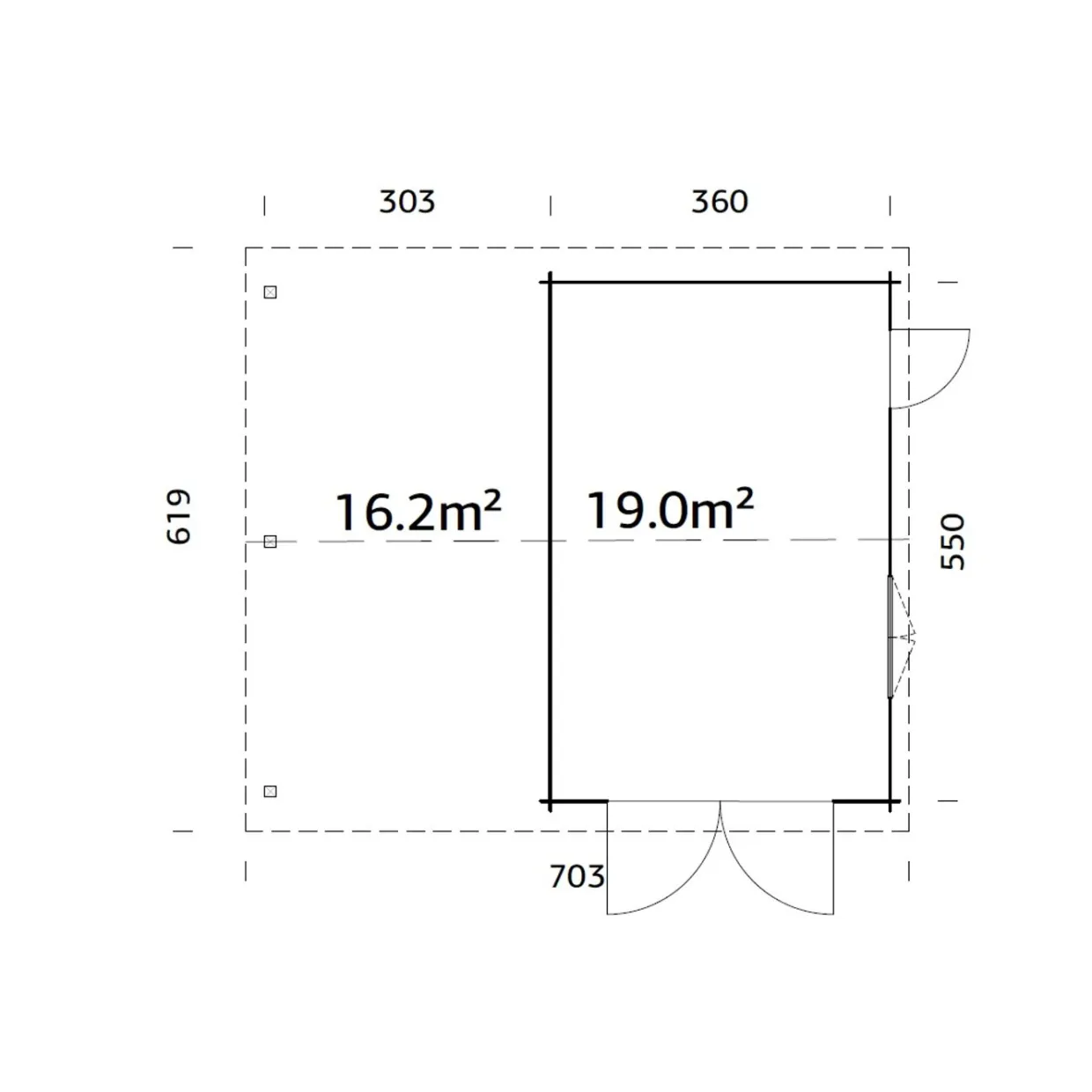 Roger med Carport 36,5 m2 och Slagport