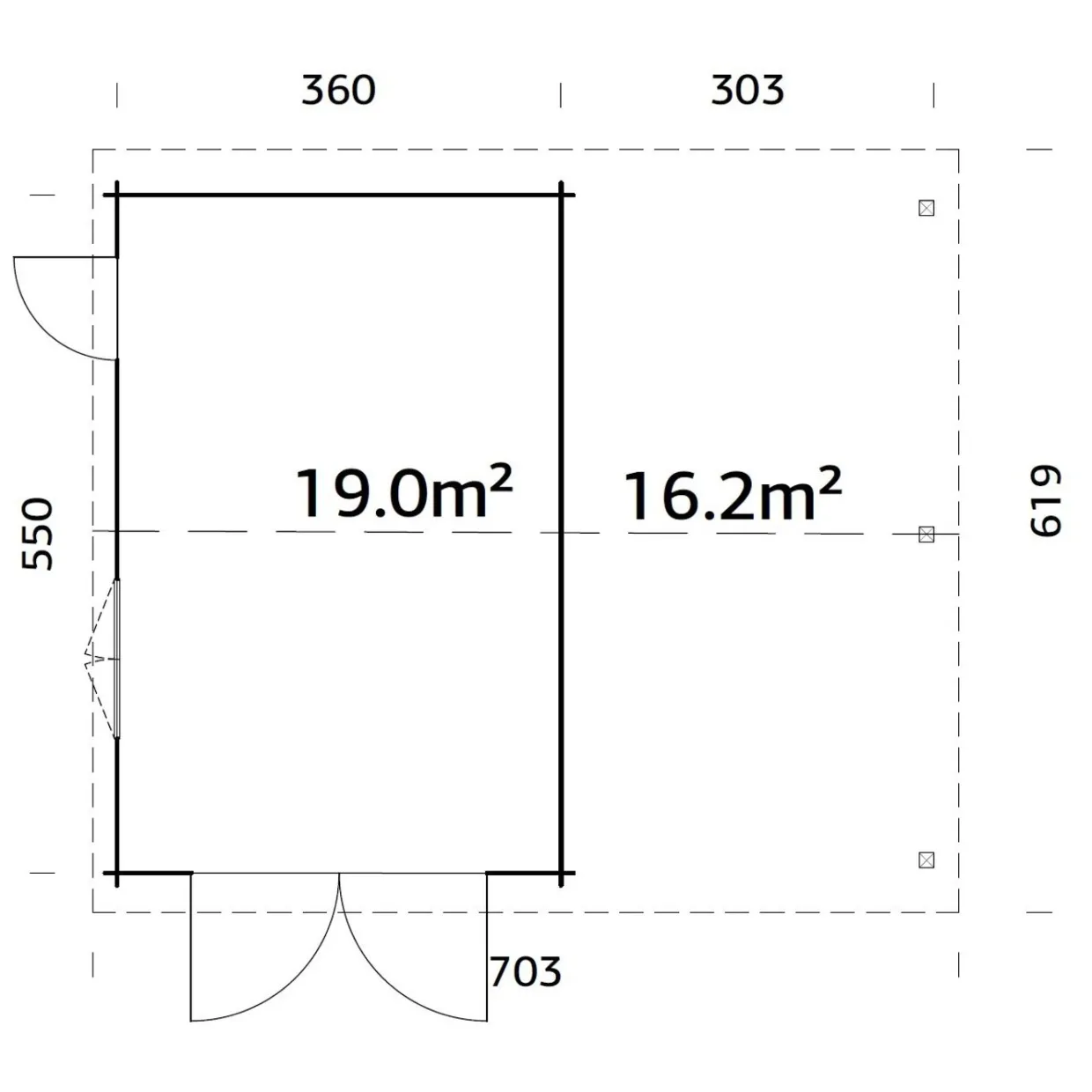 Roger med Carport 36,5 m2 och Slagport