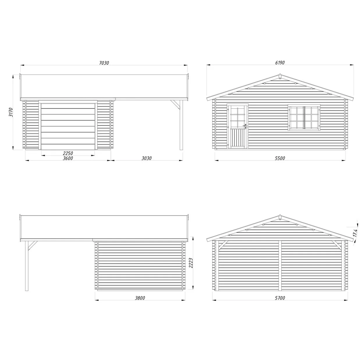 Roger med Carport 36,5 m2 och Takskjutport