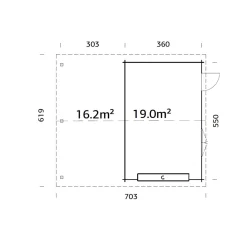 Roger med Carport 36,5 m2 och Takskjutport