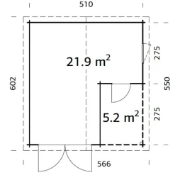Roger 21,9 m2 med Slagport