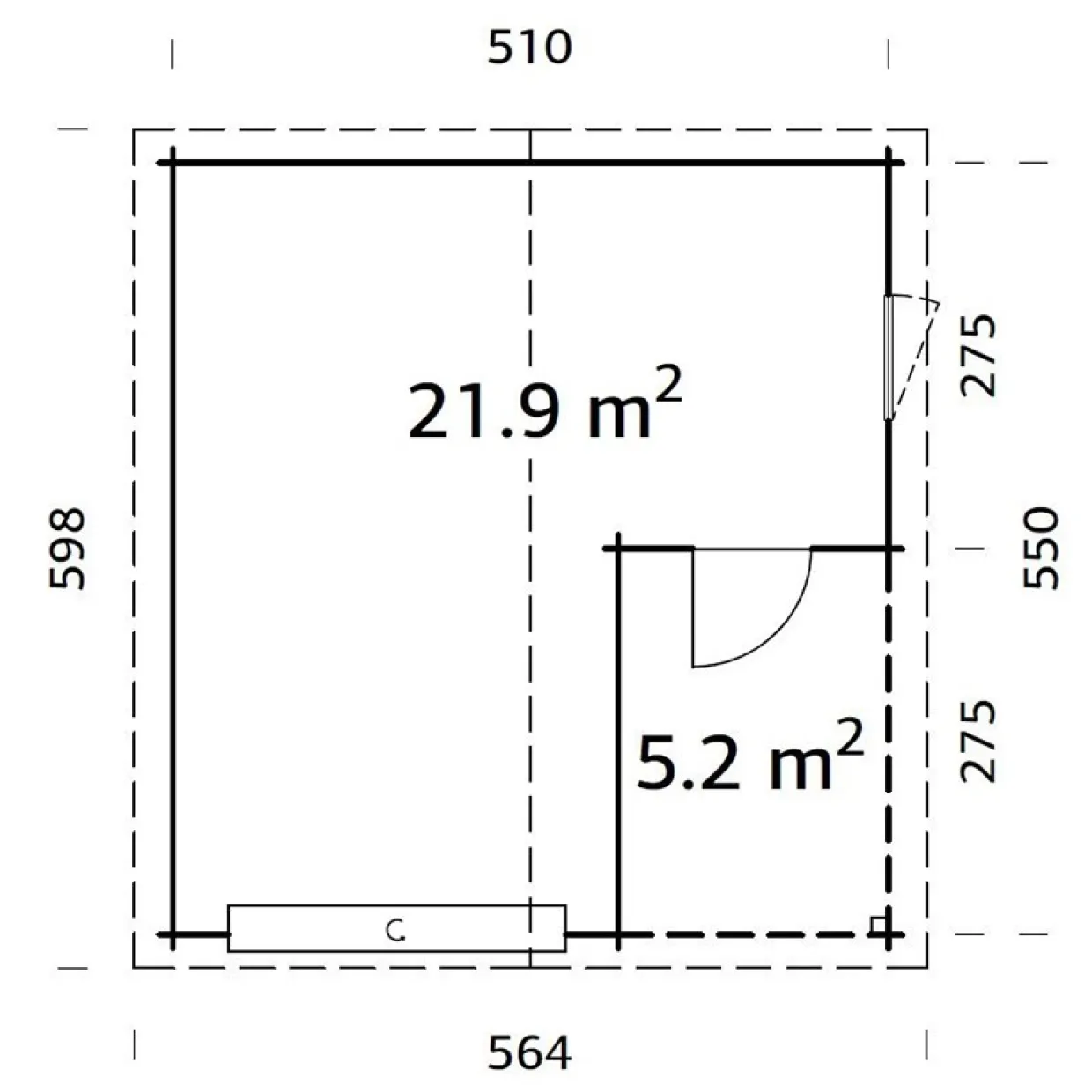 Roger 21,9 m2 med Takskjutport