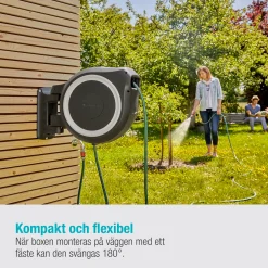 RollUp L Vit 30m med Extra Munstycke - Perfekt för Vattenslang & Trädgårdsslang