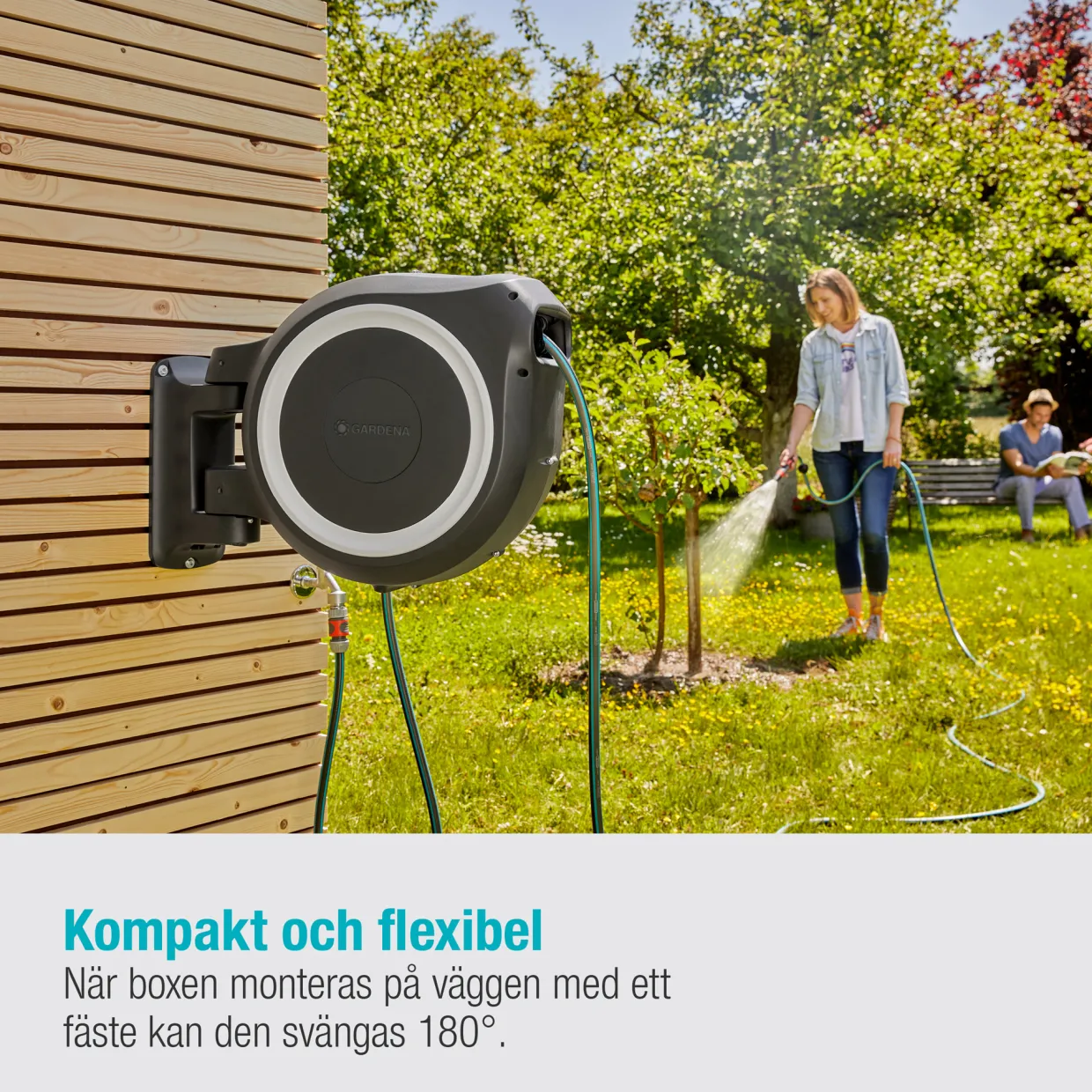 RollUp L Vit 30m med Extra Munstycke - Perfekt för Vattenslang & Trädgårdsslang