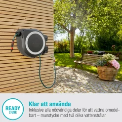RollUp L Vit 30m med Extra Munstycke - Perfekt för Vattenslang & Trädgårdsslang