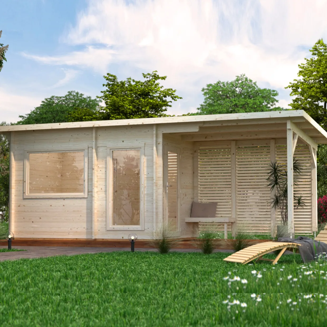 Sanna 13,5 m² Fristående Byggsats med Pulpettak