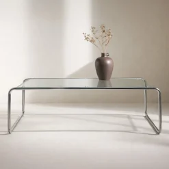 Saturnus Glasbord med Stålram