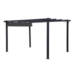 Skugga 3X4M Svart Ram Grått Tyg