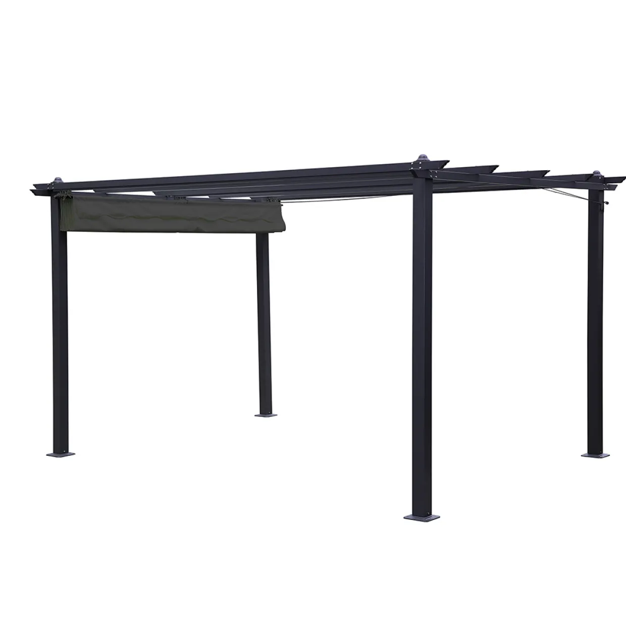 Skugga 3X4M Svart Ram Grått Tyg
