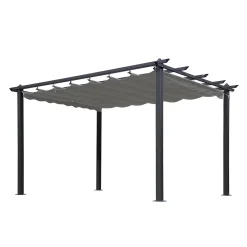 Skugga 3X4M Svart Ram Grått Tyg
