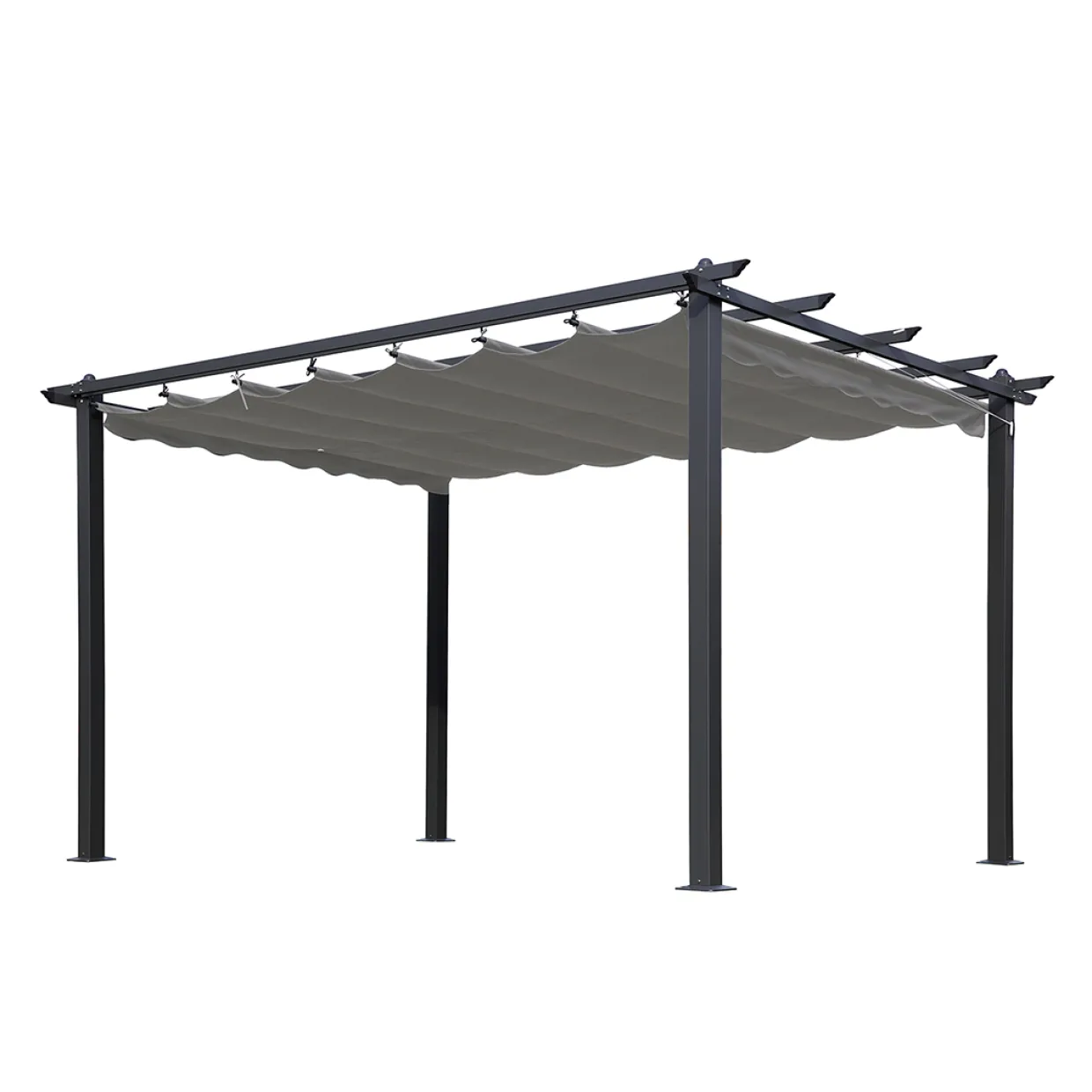 Skugga 3X4M Svart Ram Grått Tyg