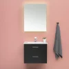 Slim Svart Ek 60 med Lådor och Spegel Luna LED