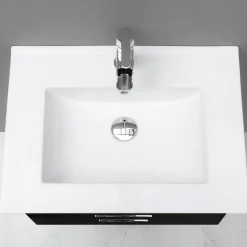 Slim Svart Ek 60 med Lådor och Spegel Luna LED