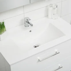 Slim Vit 80 med Lådor och Spegelskåp