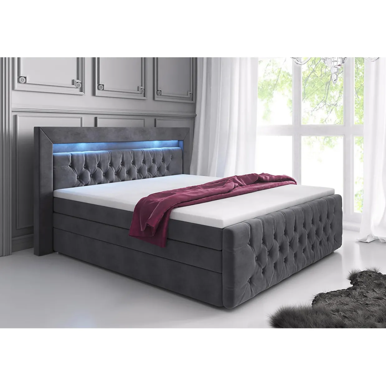 Sängpaket Franco Lyx 180x200 med Förvaring och LED-belysning