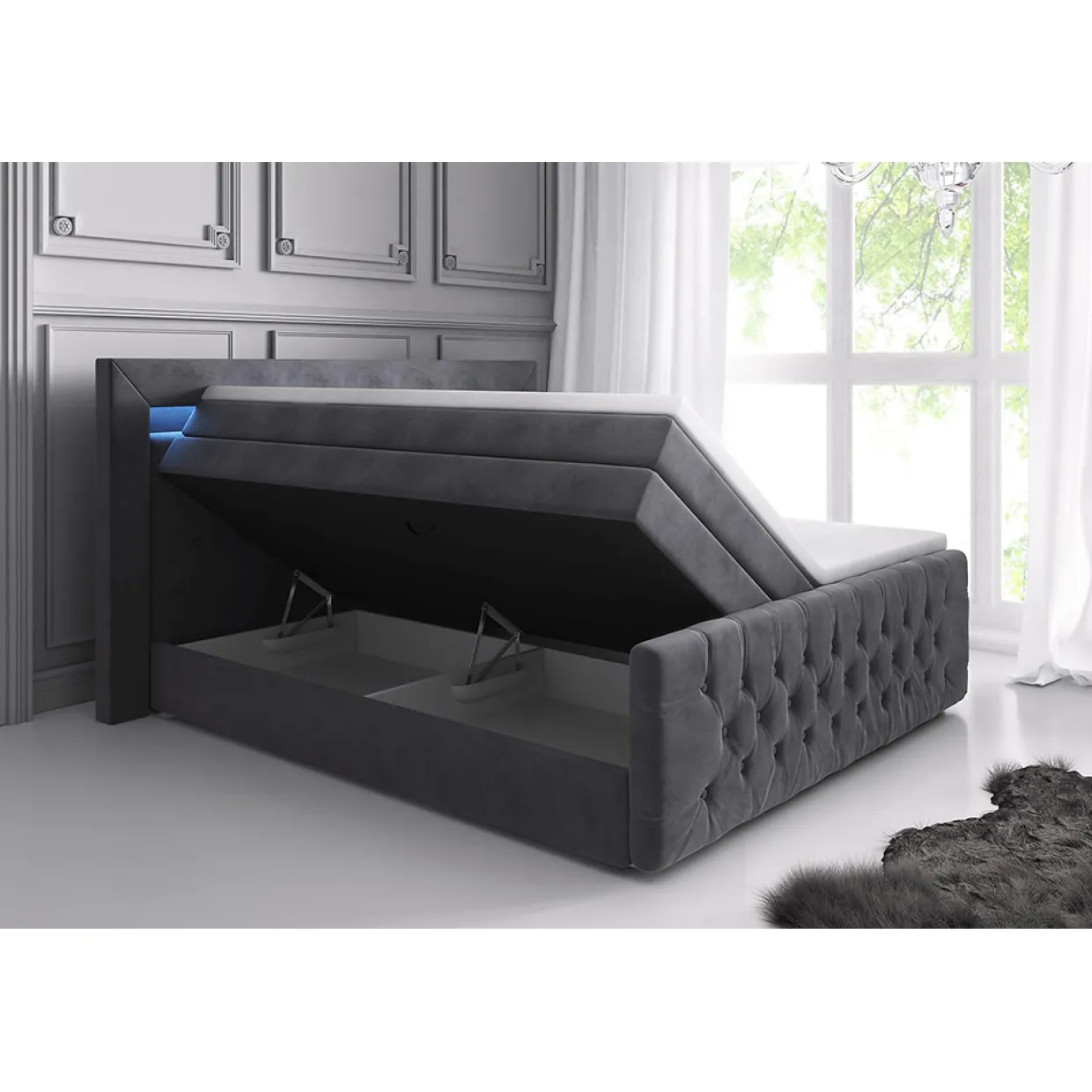 Sängpaket Franco Lyx 180x200 med Förvaring och LED-belysning
