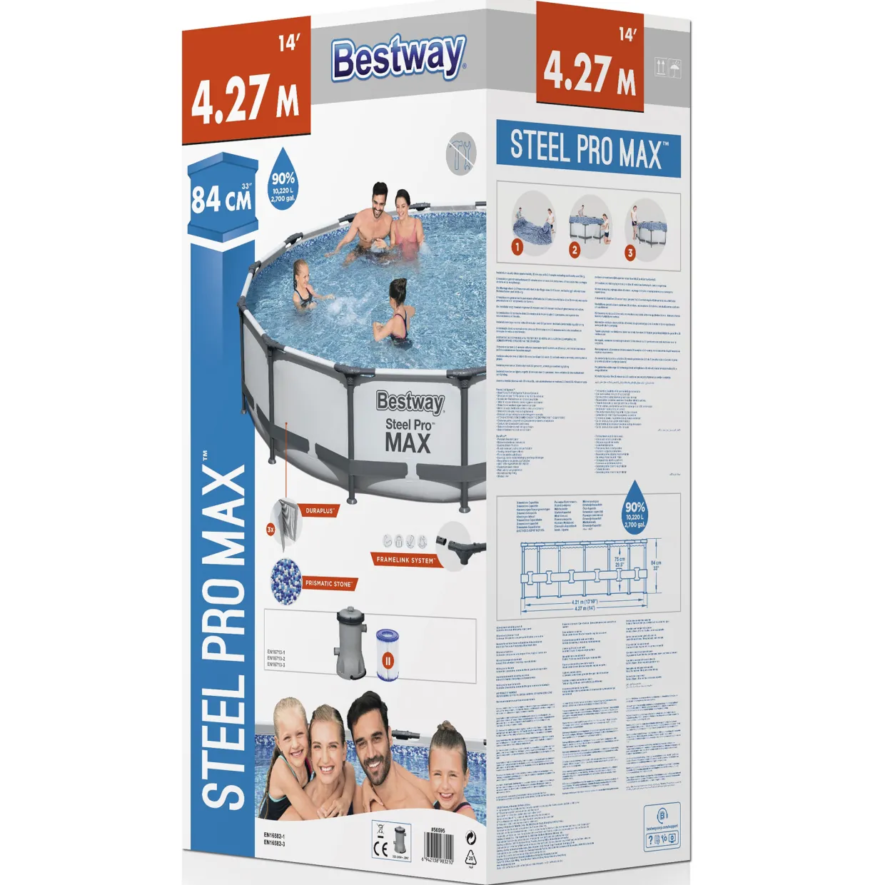 Steel Pro Max Ø4,3m Stålramspool Ovanmark med Filterpump