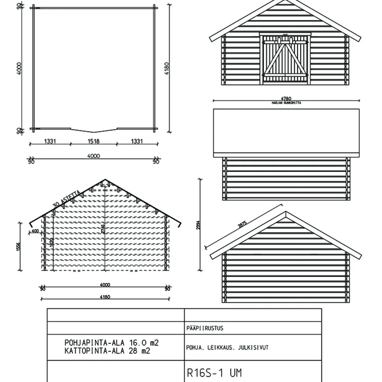 S16 Timmergarage Fasta Vägg 16 m2