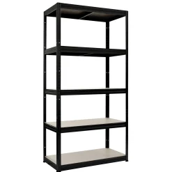 Stål Med 5 Trävåningar 1800×900×450 mm Svart