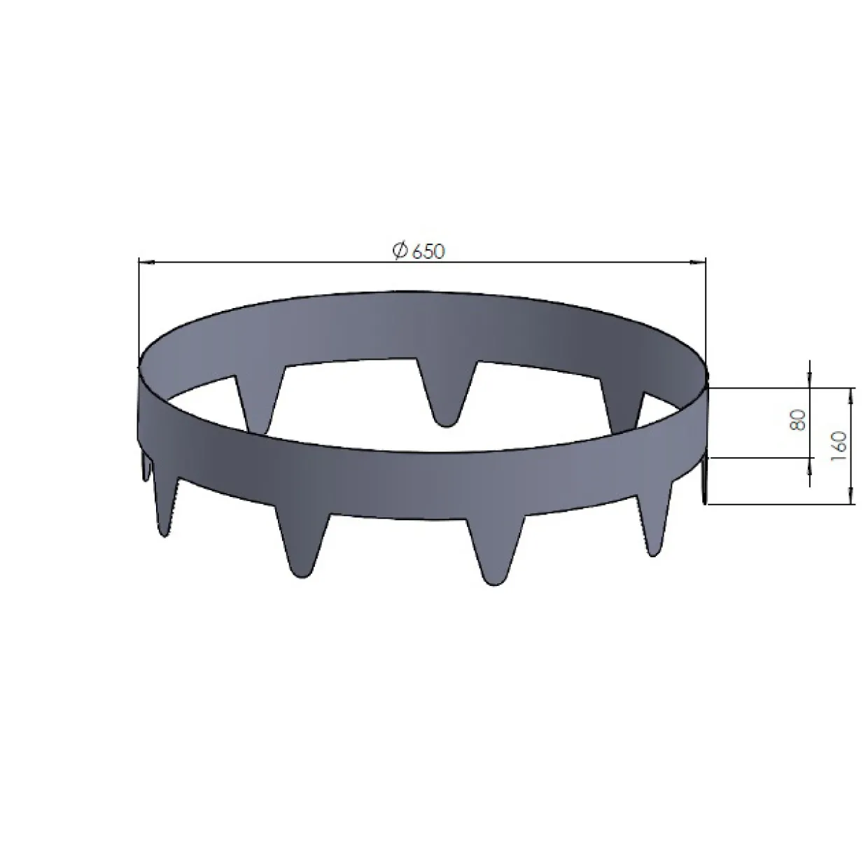 Svart Trädring i Stål, Gräskant & Odlingskant, ⌀65 cm