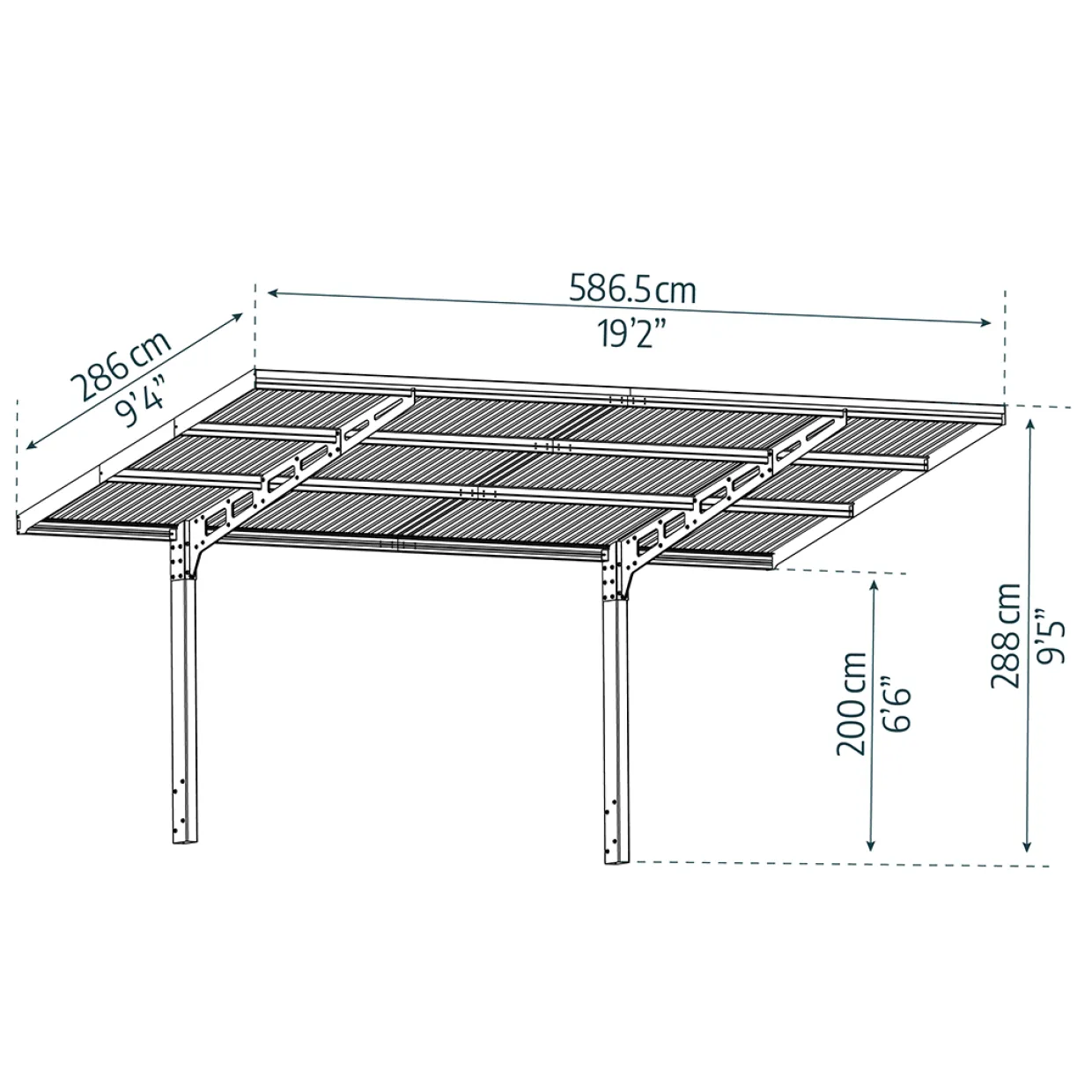 Sydney Wave 3X6 m Svart i Metall
