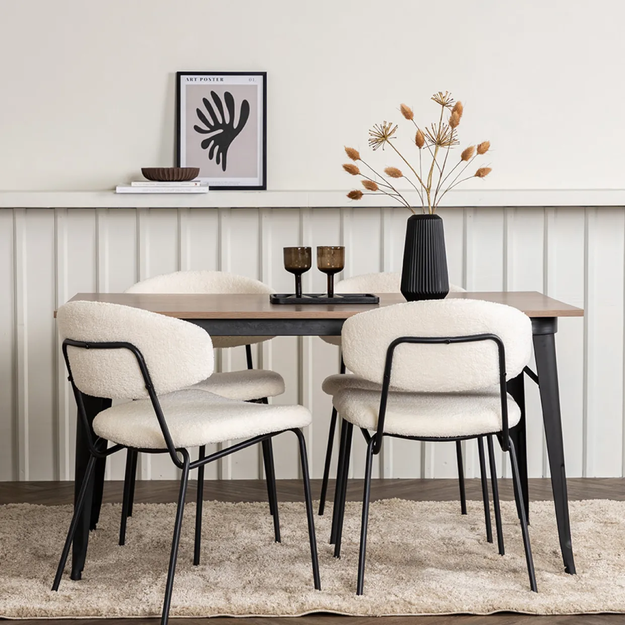Tempe Matbord 140 cm & 4 Chico Stolar i Boucle