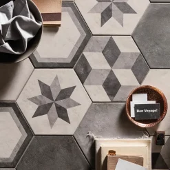 Terra Black Hexagon Mix 22x25 cm