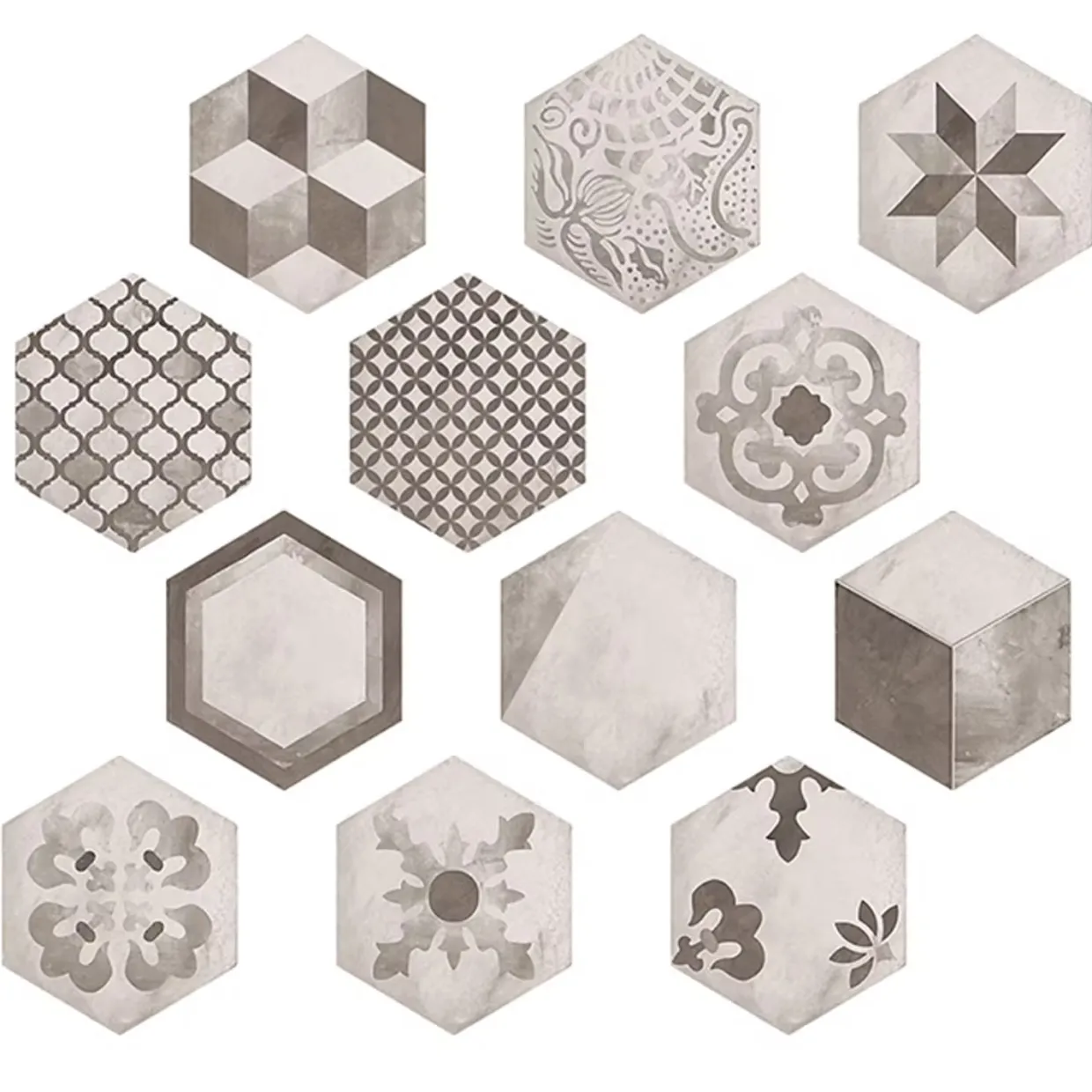 Terra Black Hexagon Mix 22x25 cm