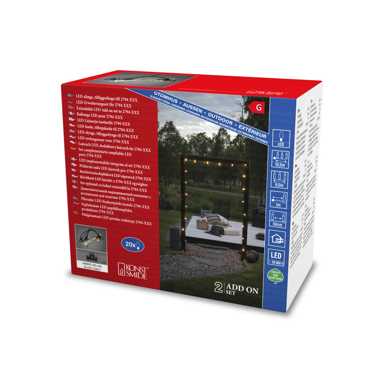 till Partyslinga Startset E27 20st LED-lampor Amber